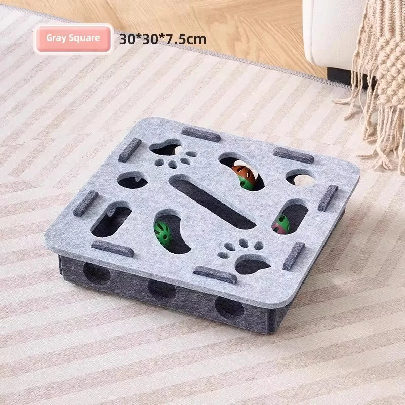 Felt Cat Puzzle Box Interactive Indoor Cat Toy Exercise Play Scratching Ball Fun Activity Game