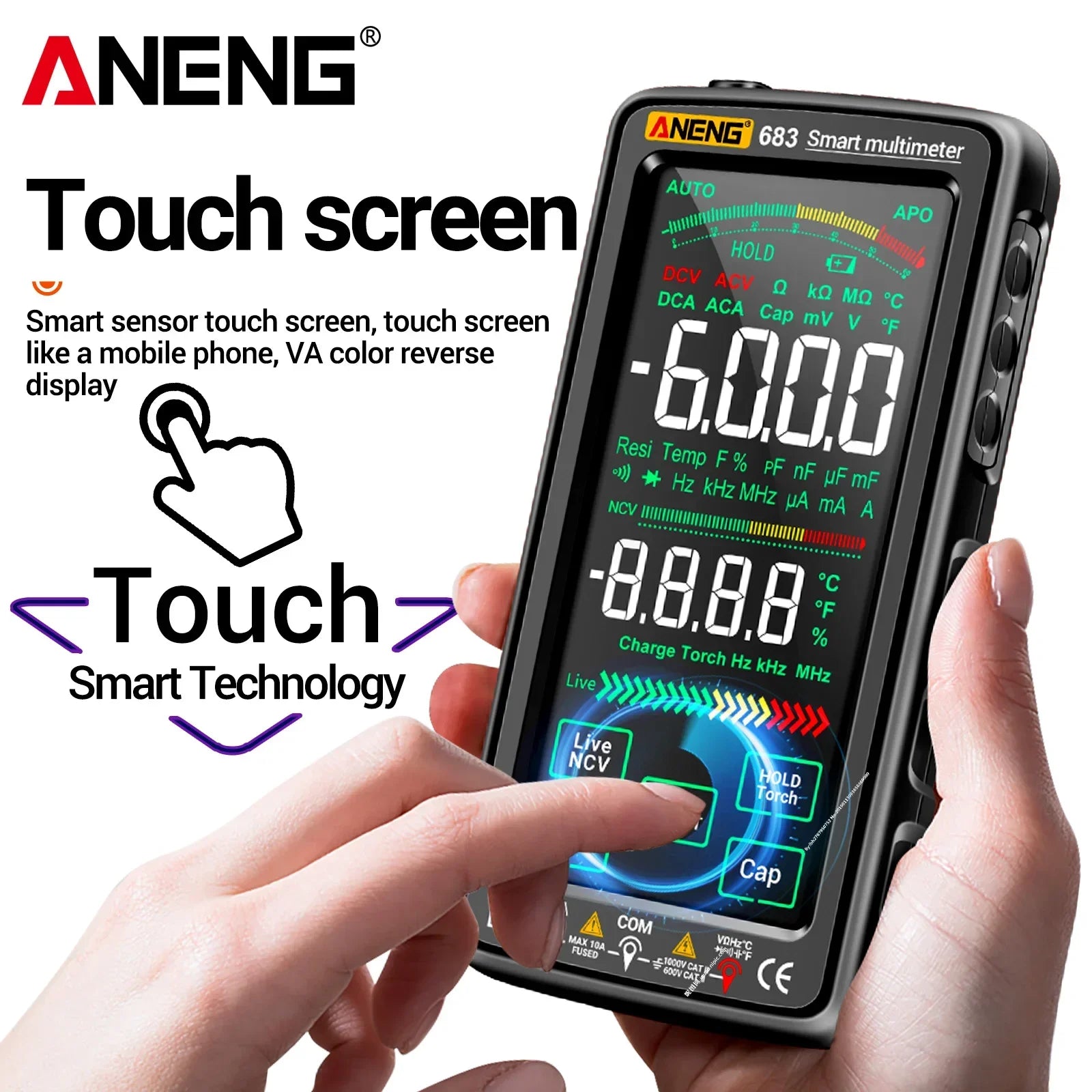 ANENG 683 Smart Digital Multimeter Tester Rechargeable 6000 Counts AC/DC Voltage Current Tool