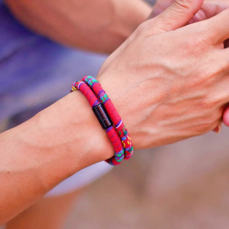 Male & Female Bohemian Rope Bracelet with Magnetic Clasp Surf Beach Adventure Style Bracelet