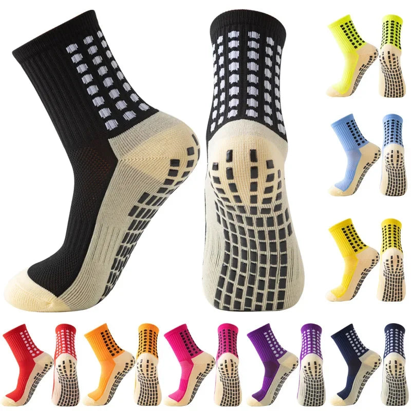 Non Slip Grip Sports Socks with Glue Dispenser Mid Calf Performance Socks for Training Fitness