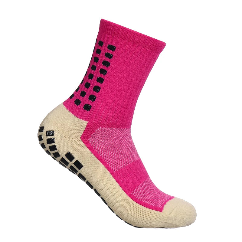 Non Slip Grip Sports Socks with Glue Dispenser Mid Calf Performance Socks for Training Fitness