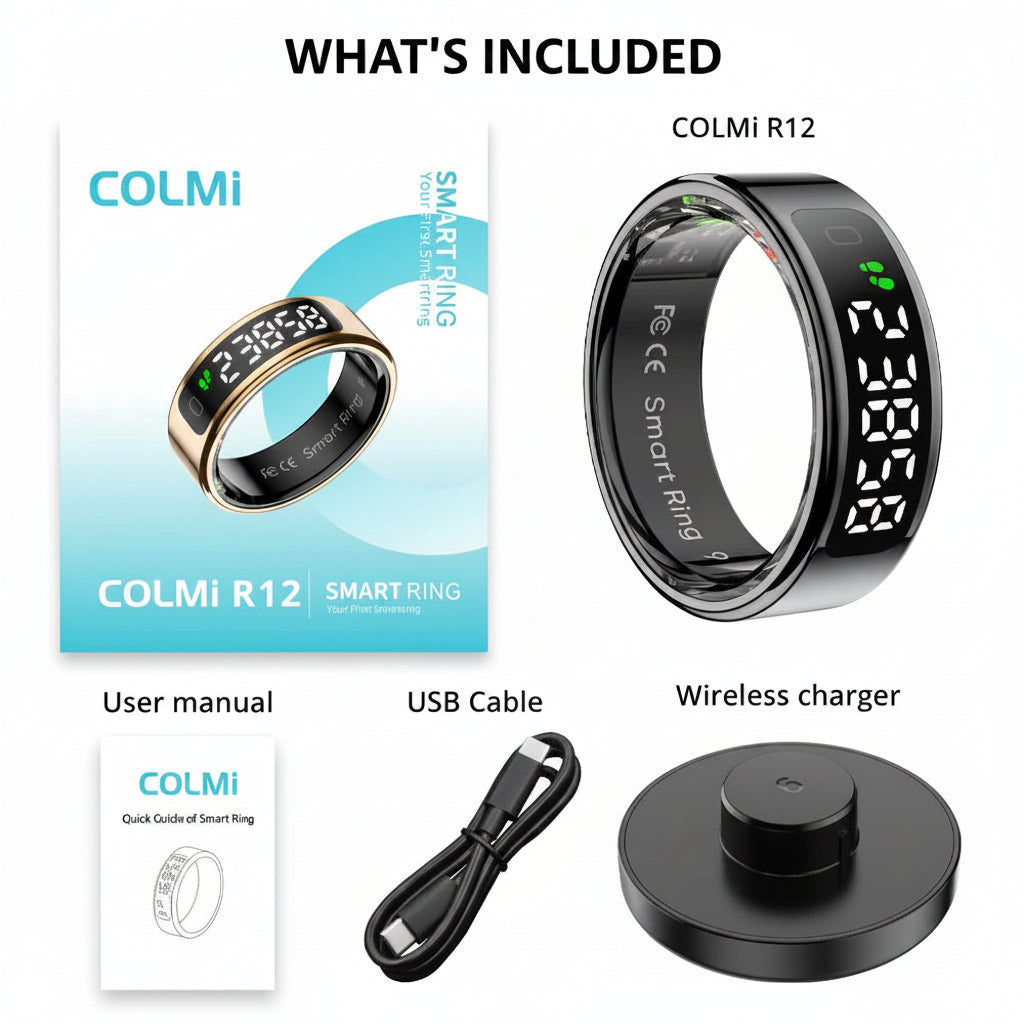 COLMI R12 Smart Ring with Touch Display, Health Tracking, Wireless Charging & 5ATM Waterproof