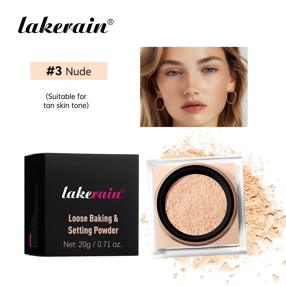 Loose Baking & Setting Powder by LAKERAIN – Long-Lasting Oil Control, Matte Finish, Smooth Texture