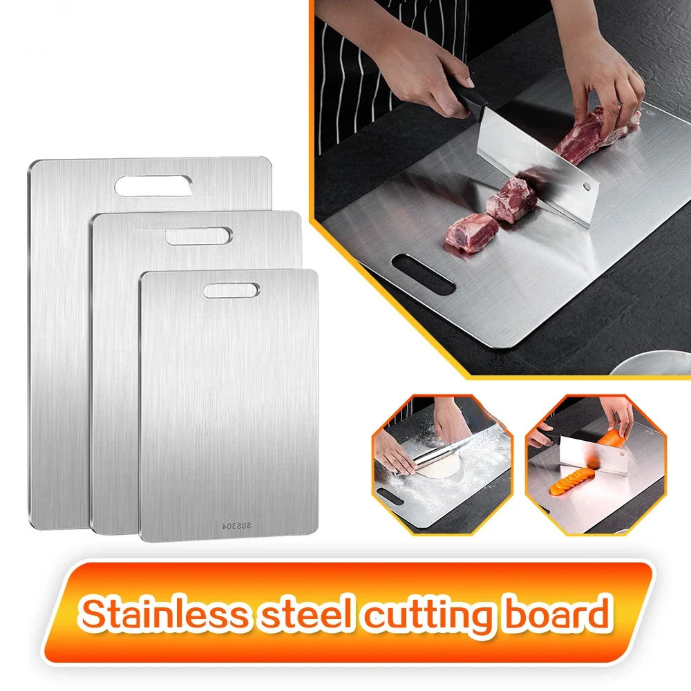 Stainless Steel Chopping Board - Double-Sided Cutting Board for Kitchen, Antibacterial, Eco-Friendly