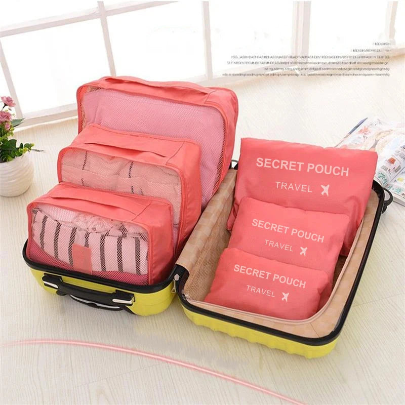 6PCS Travel Packing Cubes Set Large Capacity Luggage Organiser Bags Oxford Travel Storage Set