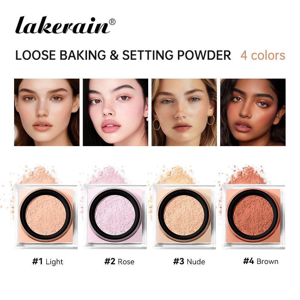 Loose Baking & Setting Powder by LAKERAIN – Long-Lasting Oil Control, Matte Finish, Smooth Texture
