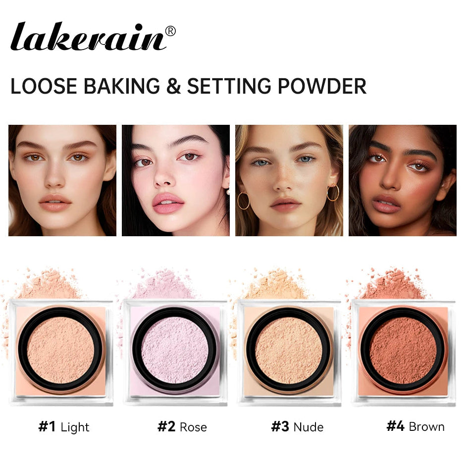 Loose Baking & Setting Powder by LAKERAIN – Long-Lasting Oil Control, Matte Finish, Smooth Texture