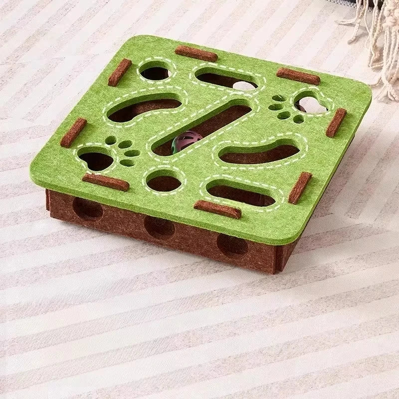 Felt Cat Puzzle Box Interactive Indoor Cat Toy Exercise Play Scratching Ball Fun Activity Game