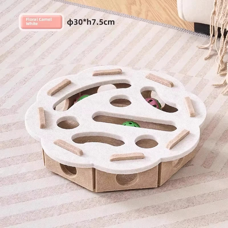 Felt Cat Puzzle Box Interactive Indoor Cat Toy Exercise Play Scratching Ball Fun Activity Game
