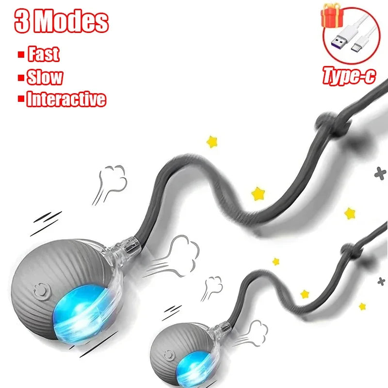 Smart Interactive Cat Ball Toy with Automatic Rolling, Mouse Tail, Rechargeable Quiet Play for Cats
