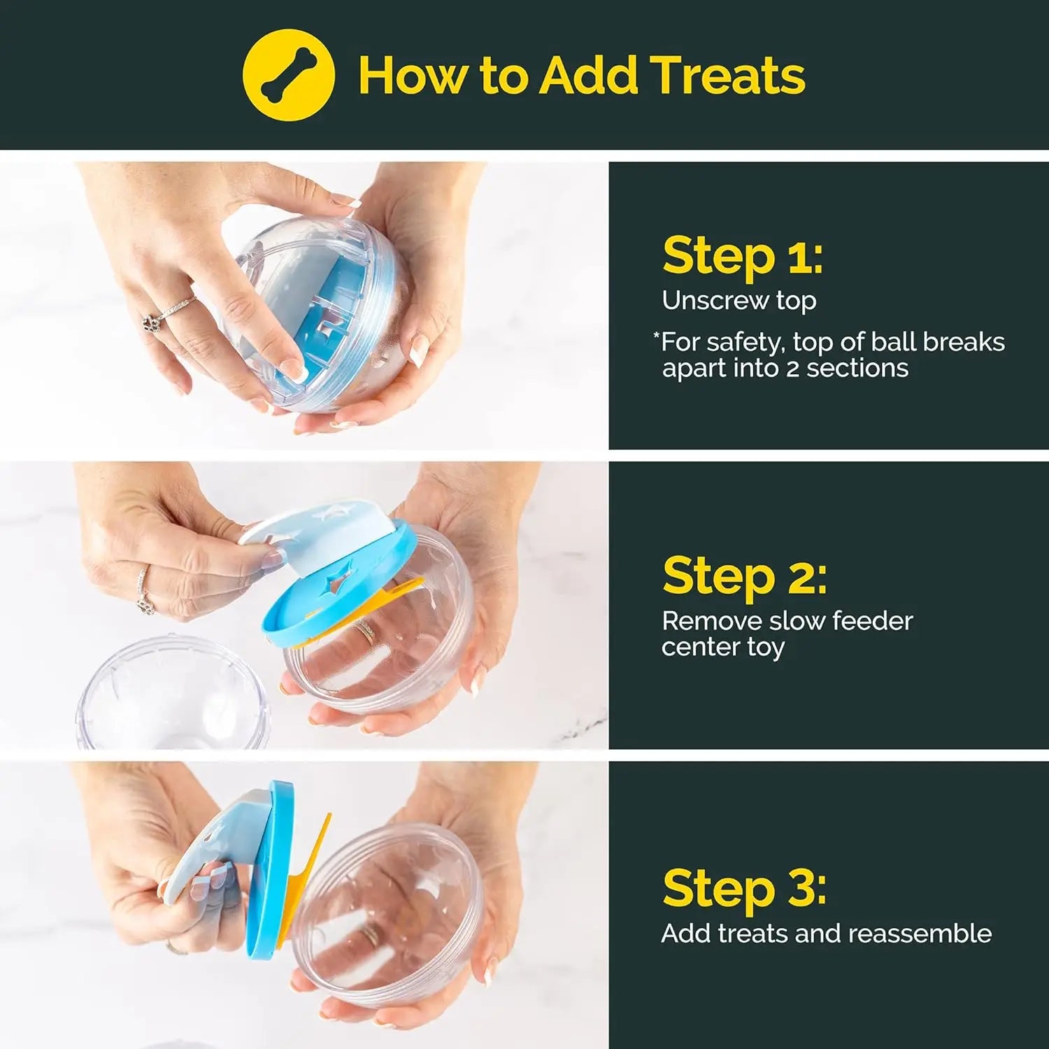 IQ TREAT BALL Dog Treat Dispenser Toy Interactive Slow Feeder Ball for Dogs Stress Relief Play