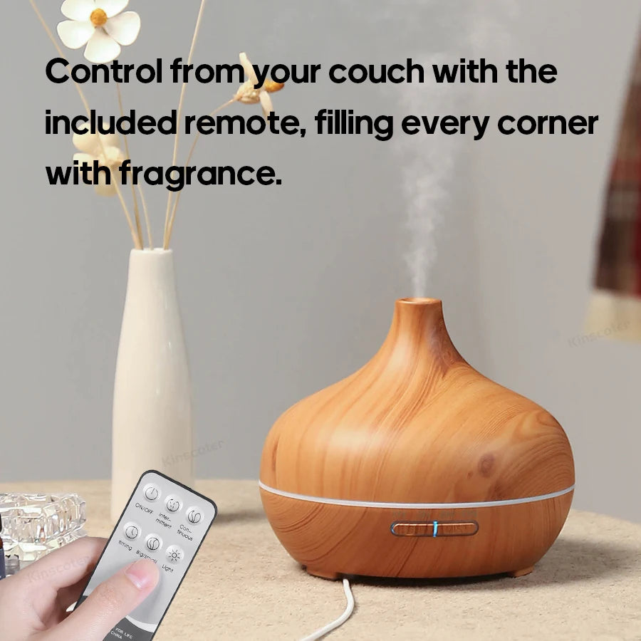 Wood Grain Essential Oil Diffuser 300ml USB Cool Mist Humidifier for Bedroom Home and Office
