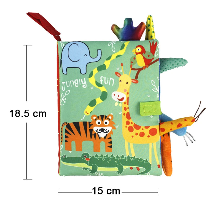 QWZ Soft Baby Cloth Books 3D Touch Feel High Contrast Sensory Stroller Toy for Newborns & Infants