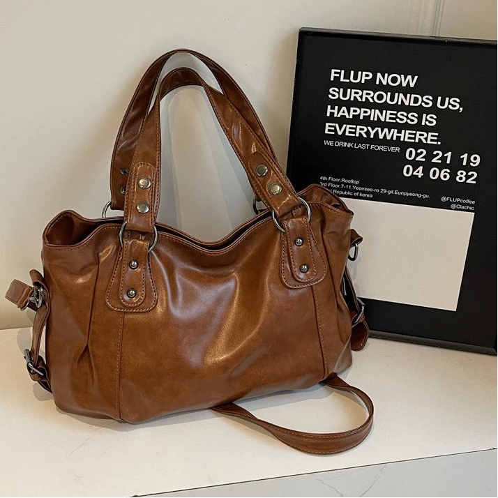 Soft PU Shoulder Bag for Women 2026 Fashion Tote Handbag with Interior Compartments and Zipper