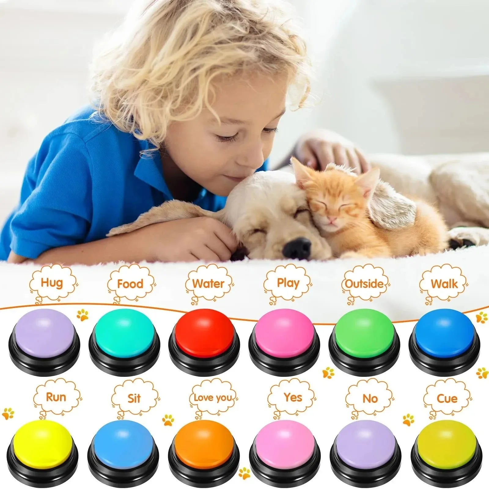 Dog Communication Buttons Voice Recorder for Training & Talking Pets with 30s Custom Playback