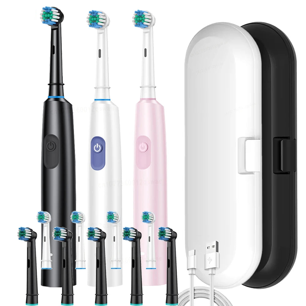Electric Toothbrush rechargeable for adults with teeth whitening plaque removal 5 modes and 8 heads