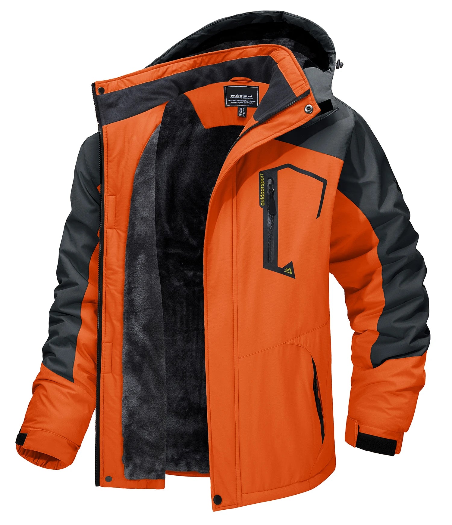 Mens Waterproof Fleece Lined Winter Hiking Jacket Snowboard Ski Coat Removable Hood Outdoor Wear