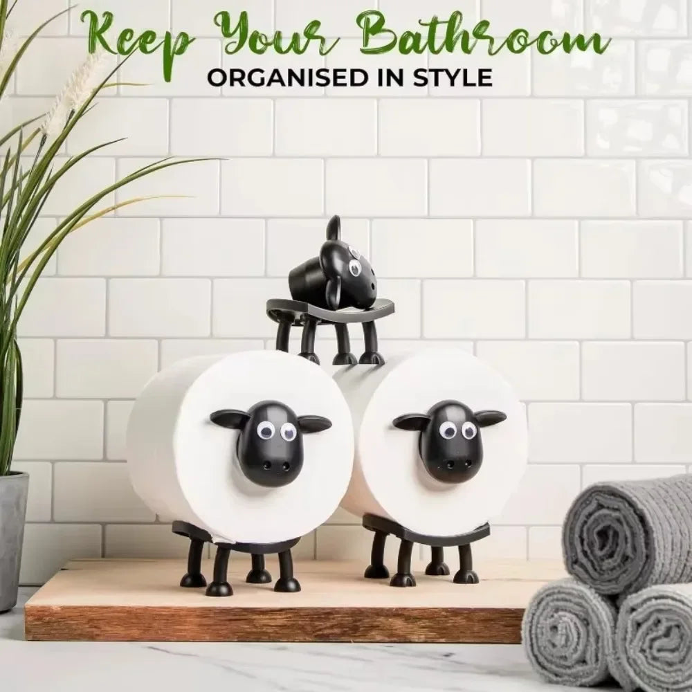 Cute Sheep Toilet Paper Holder Stand Cartoon Animal Bathroom Decor Non-Slip Space Saving Design