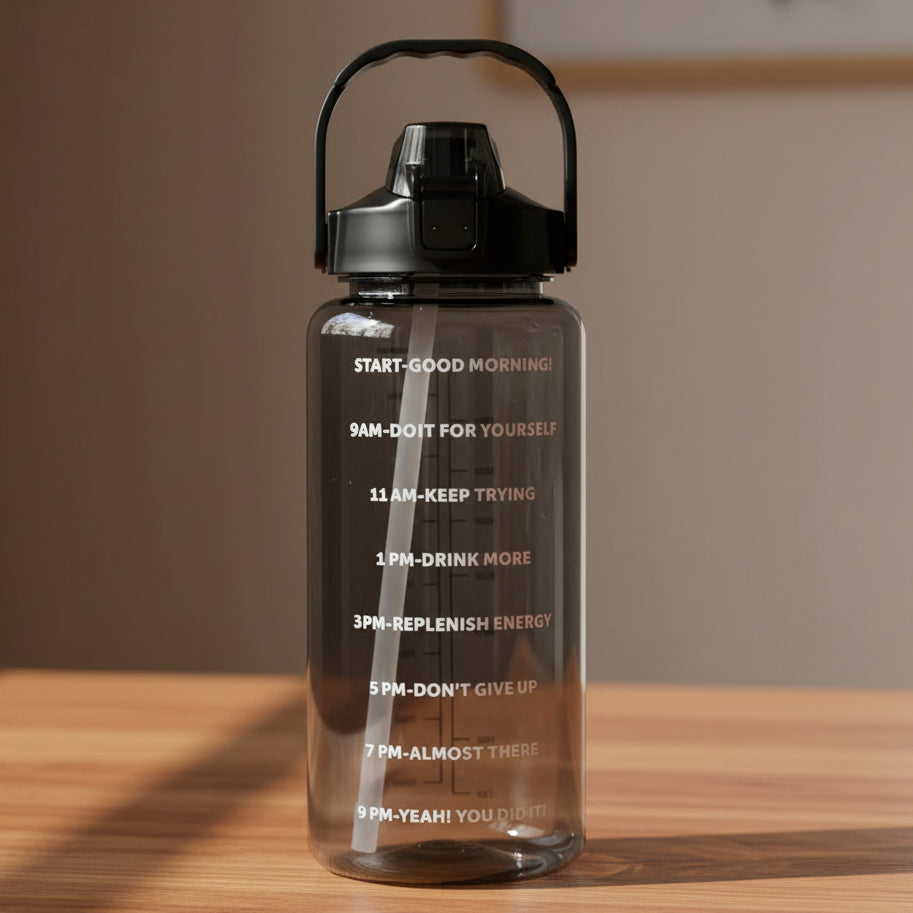 2L Large Portable Water Bottle with Straw: Reusable, Leakproof, Travel-Friendly for Sports & Fitness