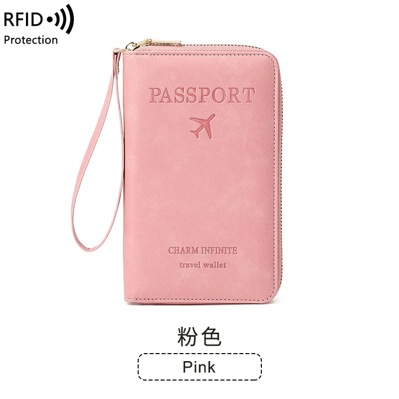New Leather Passport Cover RFID Blocking Wallet | Travel Essentials & Zipper Phone Bag