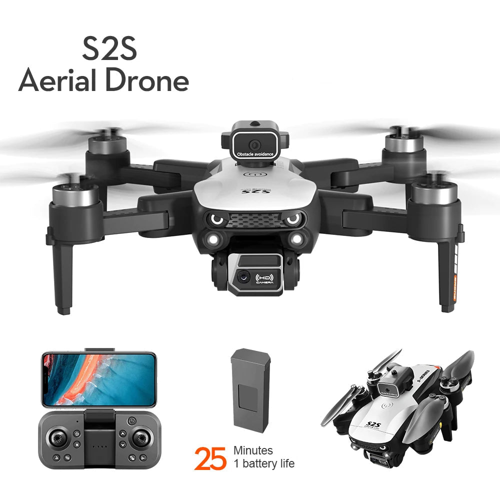 S2S Drone Dual-Camera Foldable RC Quadcopter, Brushless Motors, Obstacle Avoidance & Smart Flight