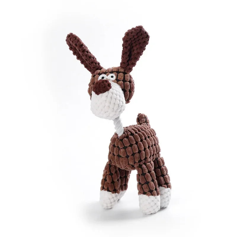 Corduroy Squeaky Dog Toy – Durable Chew Plush Animal Toy for Puppies, Small, Medium & Large Dogs