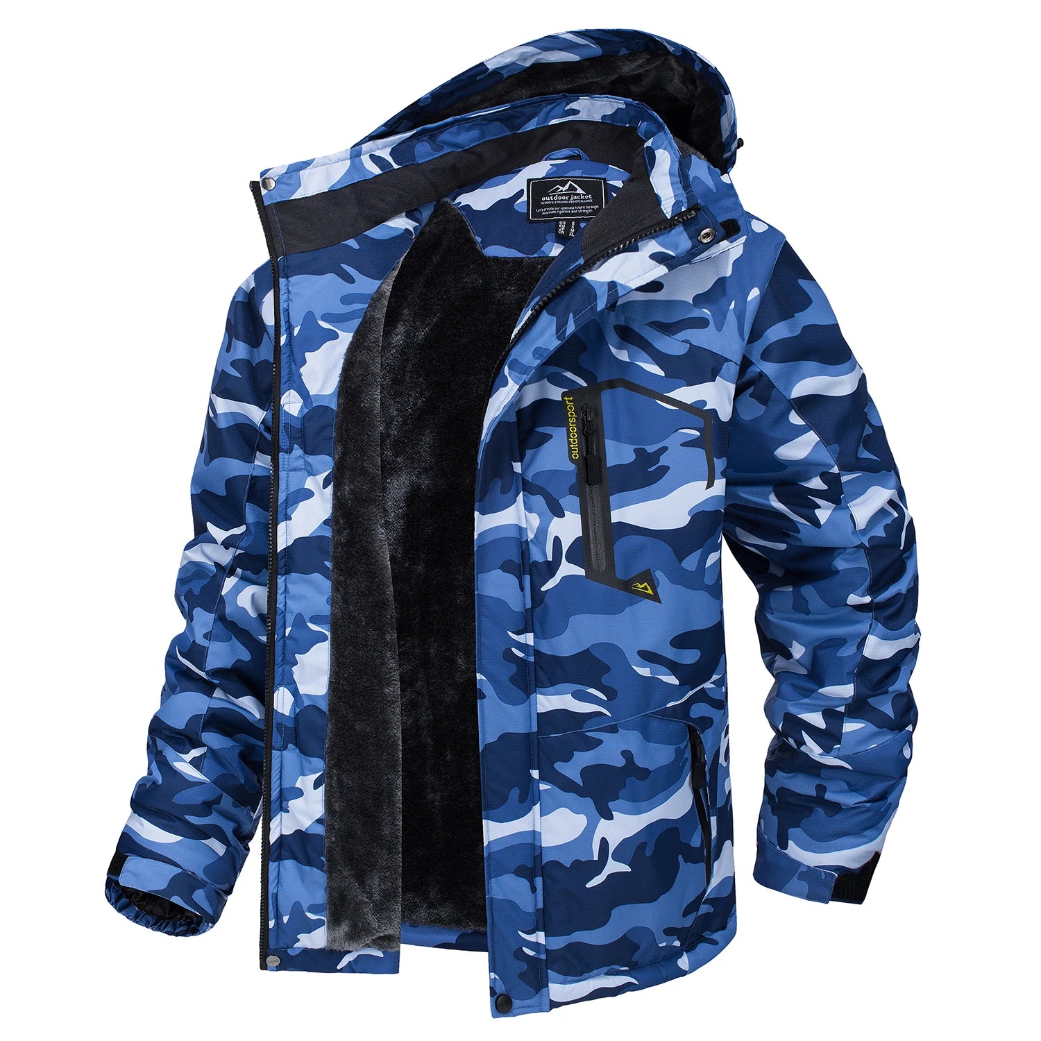 Mens Waterproof Fleece Lined Winter Hiking Jacket Snowboard Ski Coat Removable Hood Outdoor Wear