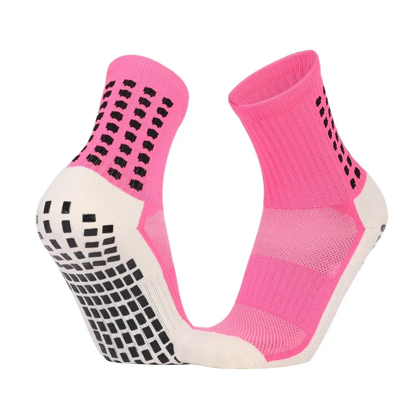 Non Slip Grip Sports Socks with Glue Dispenser Mid Calf Performance Socks for Training Fitness
