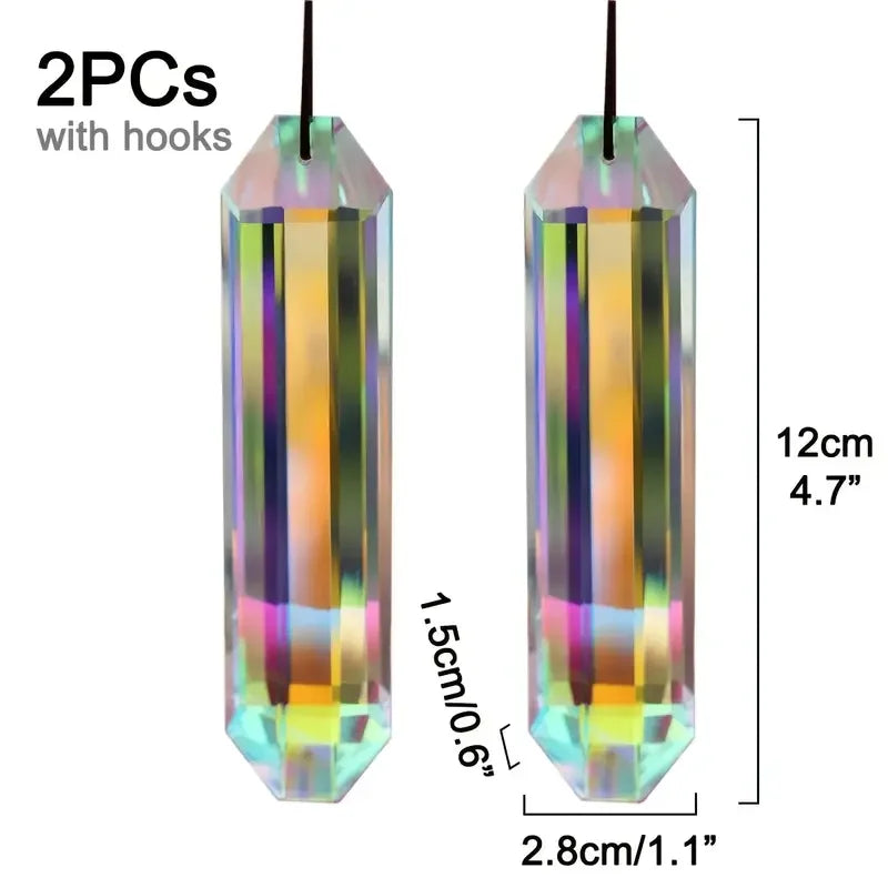 2 pcs Crystal Sun Catcher Window Prism Pendants – Rainbow Hanging Ornament for Home & Garden