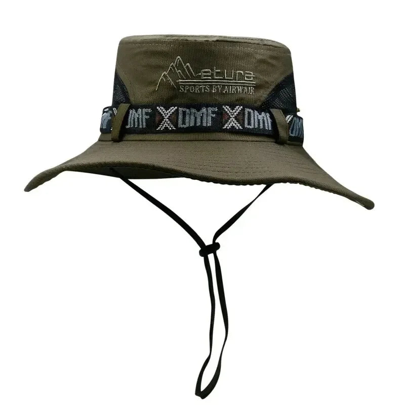 Outdoor UV Protection Wide Brim Bucket Hat for Men – Breathable Safari Hiking Fishing Beach Cap
