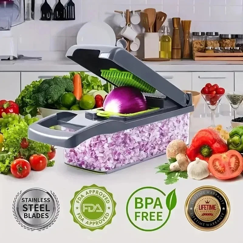 16-in-1 Multifunctional Vegetable Chopper & Slicer – Onion Dicer, Grater & Food Cutter Kitchen Tool