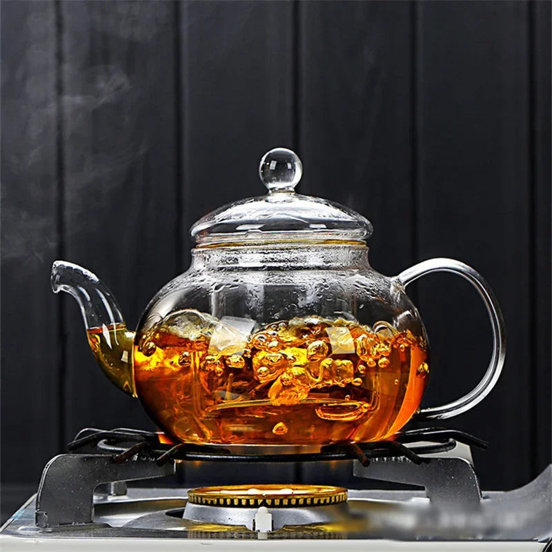 Heat Resistant Borosilicate Glass Teapot with Infuser 400ml to 1000ml Flower Tea Pot Loose Leaf Tea