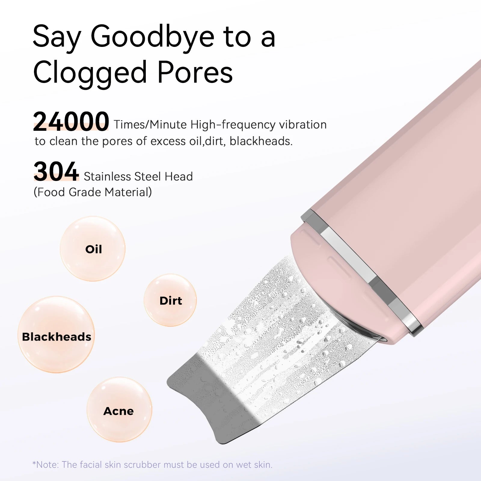 ANLAN Ultrasonic Skin Scrubber Deep Facial Cleansing Device with Ion Care and EMS Lifting