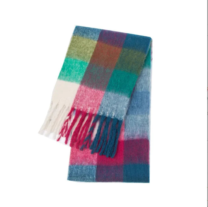 Women's Winter Cashmere Shawl & Warm Plaid Pashmina Scarf with Tassels – Stylish & Cosy