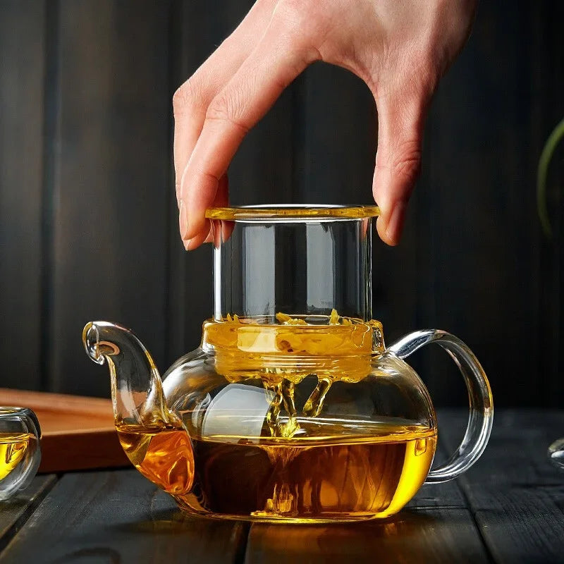 Heat Resistant Borosilicate Glass Teapot with Infuser 400ml to 1000ml Flower Tea Pot Loose Leaf Tea