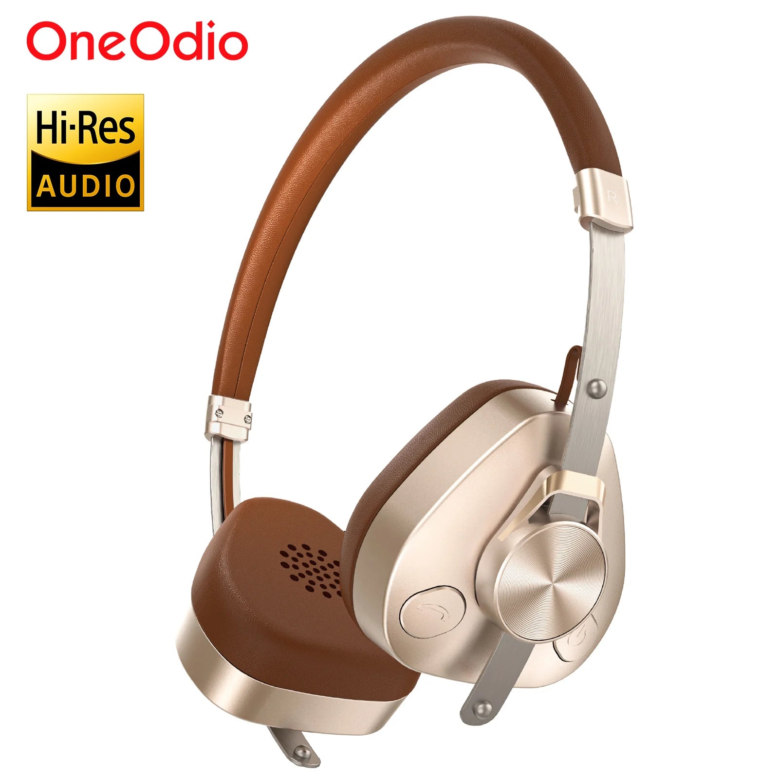 ONEODIO F4 Retro Wireless Bluetooth 5.4 On-Ear Headphones Hi-Res Audio 50H Playtime Brown