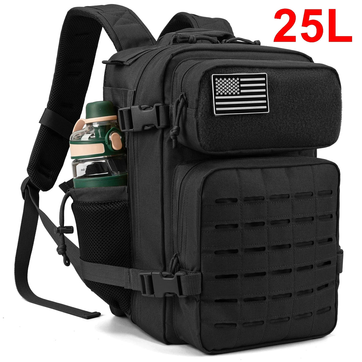 Tactical Backpack 25L or 45L Outdoor Survival Hiking Travel Rucksack Camping Bag with Bottle Holder
