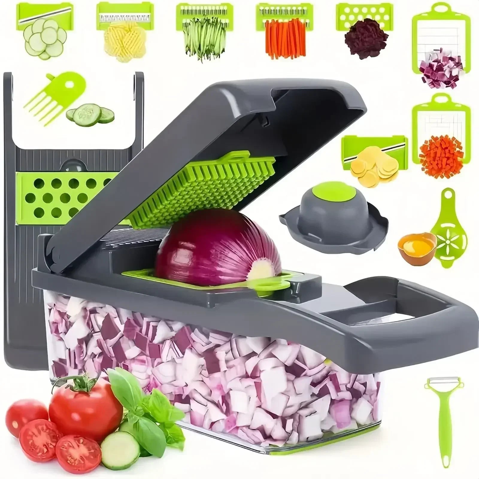 16-in-1 Multifunctional Vegetable Chopper & Slicer – Onion Dicer, Grater & Food Cutter Kitchen Tool