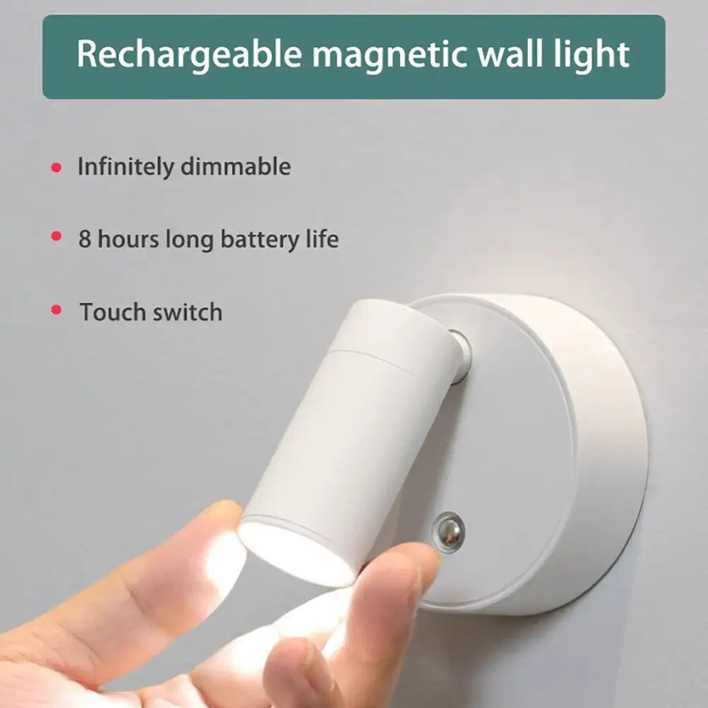 LED Magnetic Rechargeable Wall Lamp – Wireless No-Drill Portable Bedside & Reading Light