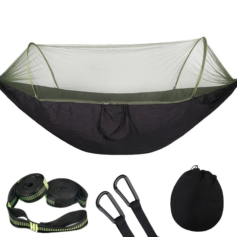 Lightweight Hammock with Mosquito Net Backpacking Nylon Tree Strap Ultralight 2 in 1 Camping Gear
