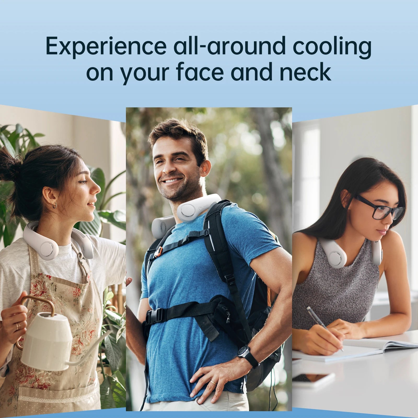 JISULIFE Portable Neck Fan Upgraded 5000mAh, 5 Speeds, Wearable Bladeless Hands-Free Cooling Fan