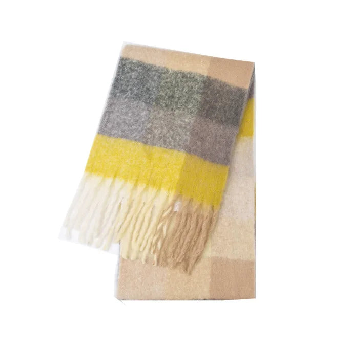 Women's Winter Cashmere Shawl & Warm Plaid Pashmina Scarf with Tassels – Stylish & Cosy