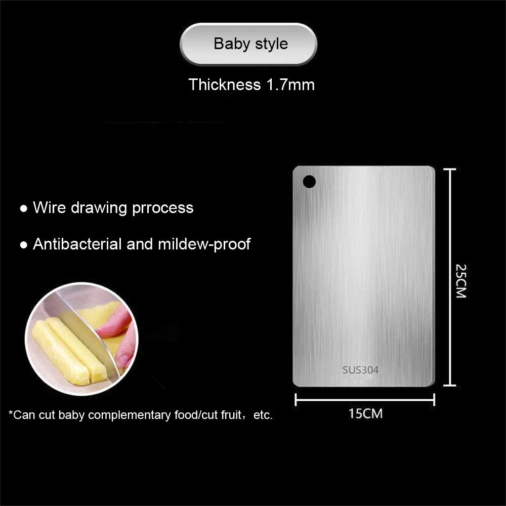 Stainless Steel Chopping Board - Double-Sided Cutting Board for Kitchen, Antibacterial, Eco-Friendly
