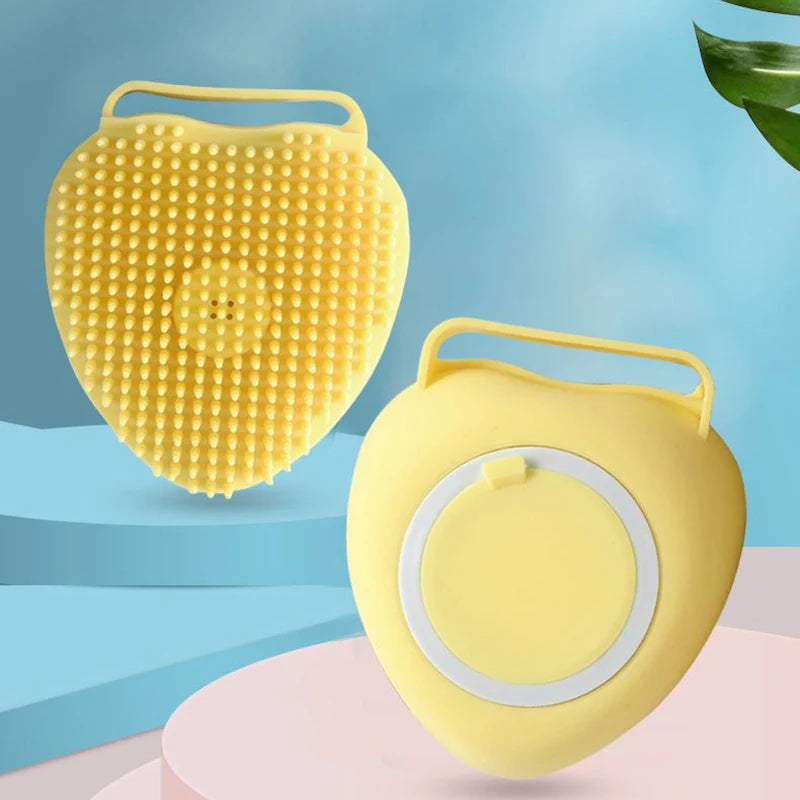 Silicone Pet Bath Brush with Built-In Soap Dispenser – Gentle Grooming for Dogs & Cats