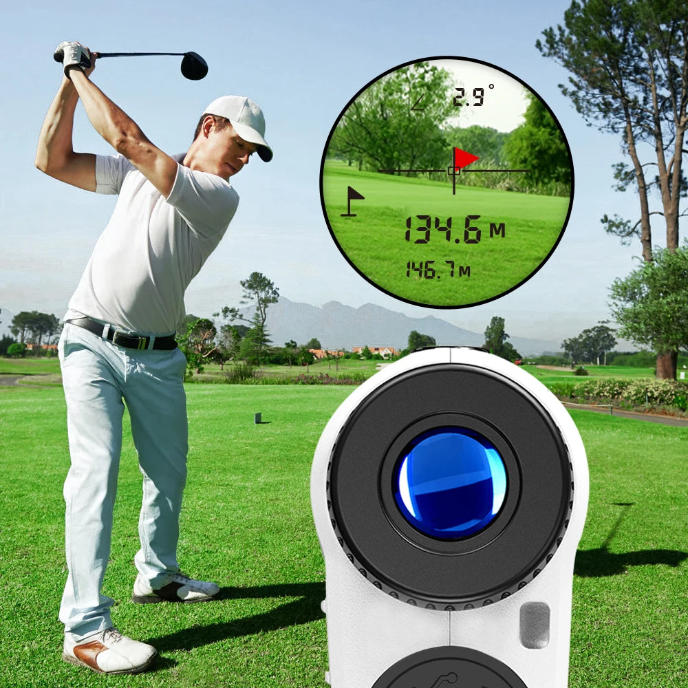 REVASRI Rechargeable Golf Laser Rangefinder 600m / 1000m with Flag Lock Vibration & 6X Magnification