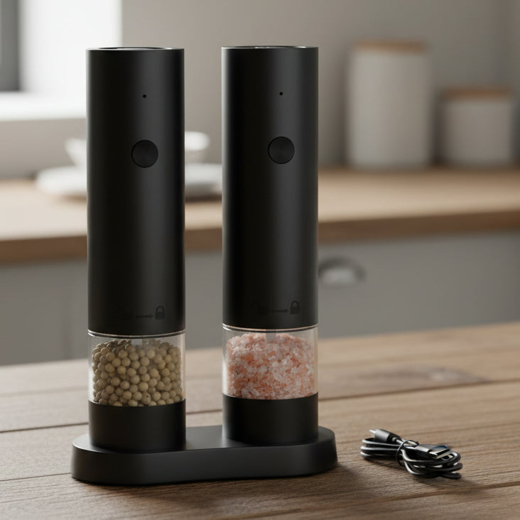 Rechargeable Electric Salt and Pepper Grinder Adjustable Coarseness Large Capacity Spice Mill Tool