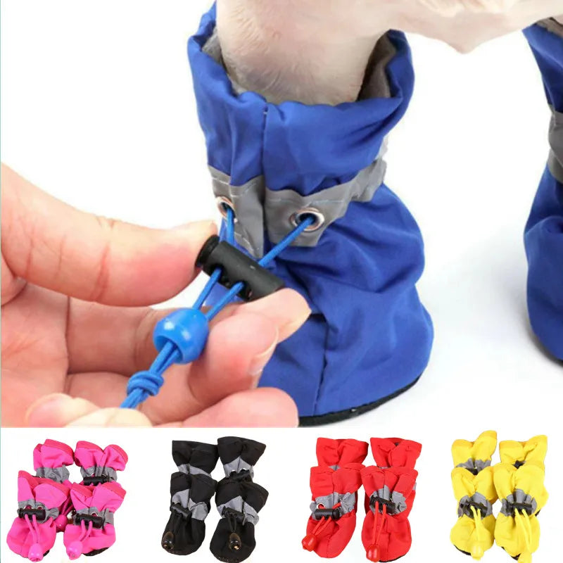 Waterproof Pet Shoes – Anti-Slip Rain Boots 4pcs for Dogs & Cats, Pet Paw Protection Footwear