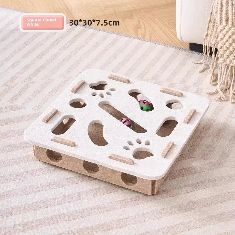 Felt Cat Puzzle Box Interactive Indoor Cat Toy Exercise Play Scratching Ball Fun Activity Game