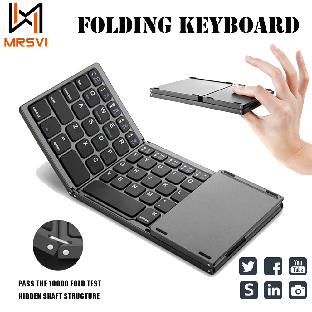 Mini Wireless Folding Keyboard with Touchpad Bluetooth for Windows, Android, iOS, iPad & Phone