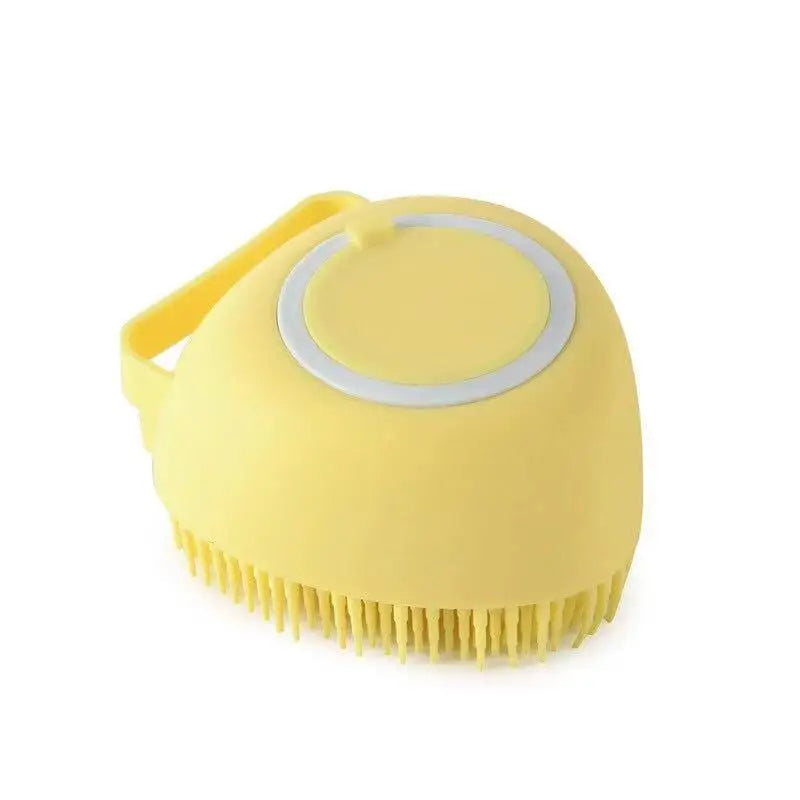 Silicone Pet Bath Brush with Built-In Soap Dispenser – Gentle Grooming for Dogs & Cats